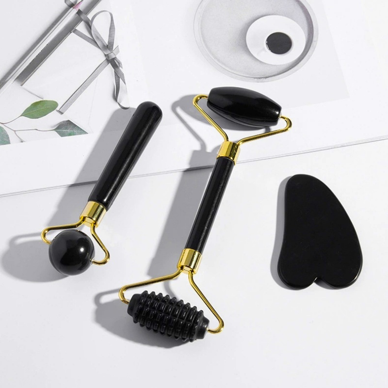 Black Spiky Jade Roller & Gua  - Jade Roller Stone review and price