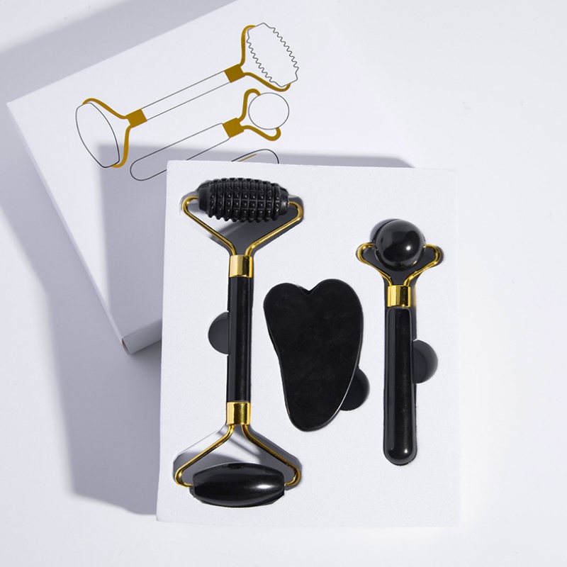 Black Spiky Jade Roller & Gua  - Jade Roller Stone review and price